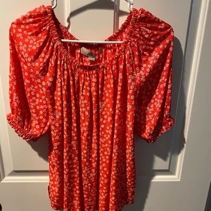 NWOT - LOFT - orange and white top - XS